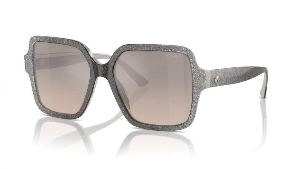 NEW JIMMY CHOO women's cat eye sunglasses in sand gradient glitter